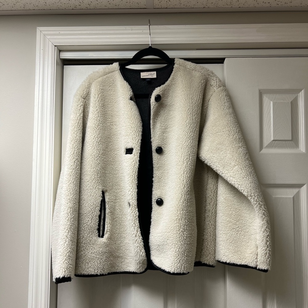 Women's Faux Sherling Coat - Universal Thread Cream Small